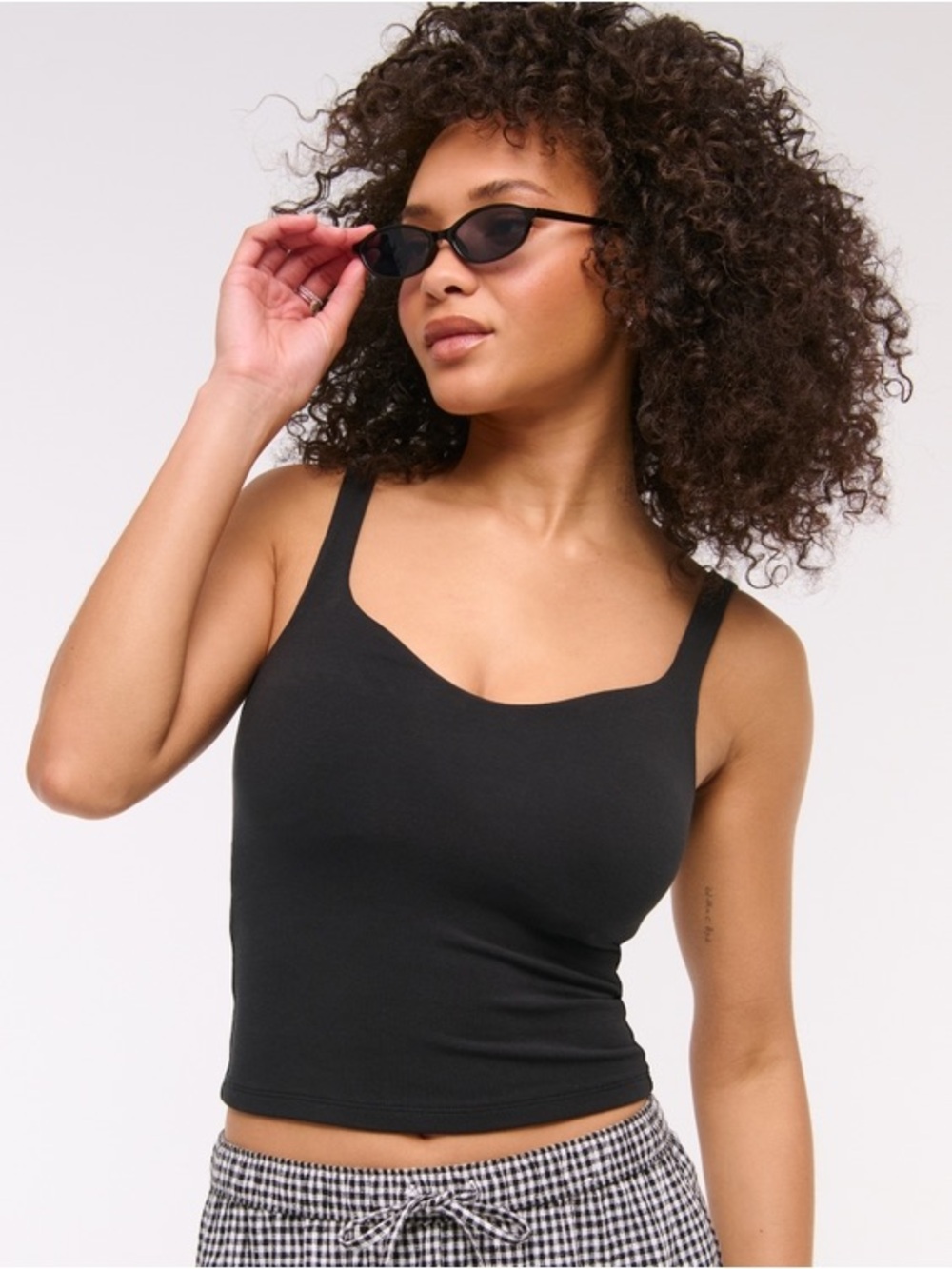 Abercrombie Bra-Free Seamless Sweetheart Tank Black | M